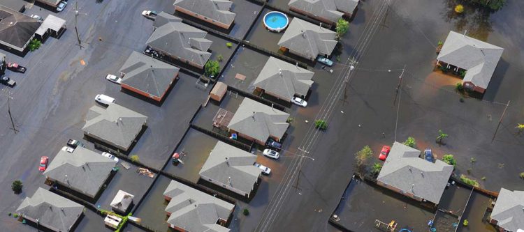 Overview of flooded suburbs