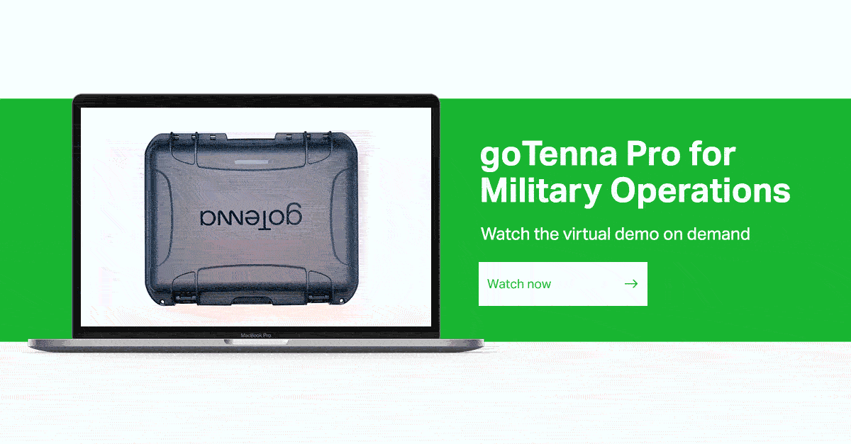 Invitation to watch or listen to the goTenna Pro Virtual Demo for Military Operations