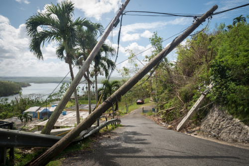 Fall power lines on the island of Puerto Rico following Hurricane Irma