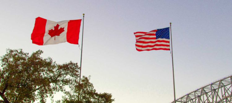 Canadian and American Flags