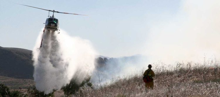 Water drop during wildland fire response