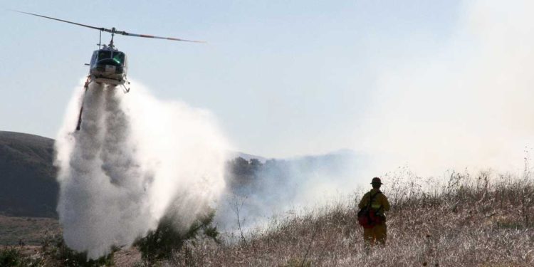 Water drop during wildland fire response