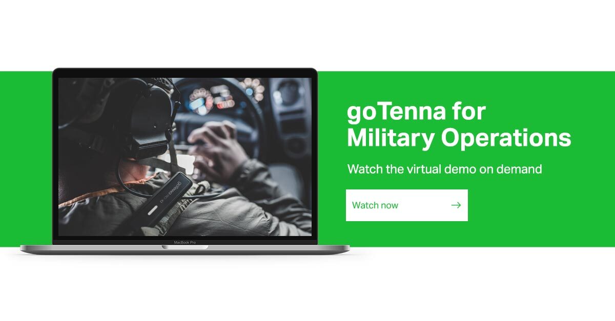Invitation to watch or listen to the goTenna Virtual Demo for Military Operations