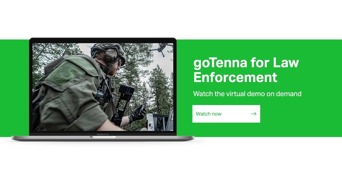 Invitation to watch or listen to the goTenna Pro Virtual Demo for Law Enforcement